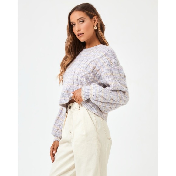 L*Space Ojai Pullover Cable Chunky Sweater Knit Cropped Pastel Multicolor Size S - Picture 4 of 8